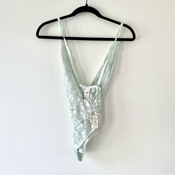 NWT Free People We are Hah Comin' In Haht Lace Bodysuit in Blue Teal - Picture 5 of 8